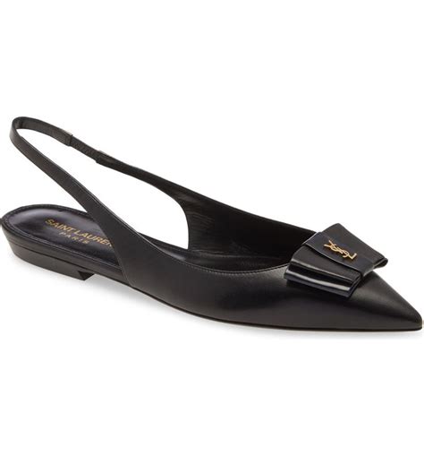 Saint Laurent Anais YSL Bow Slingback Flats.